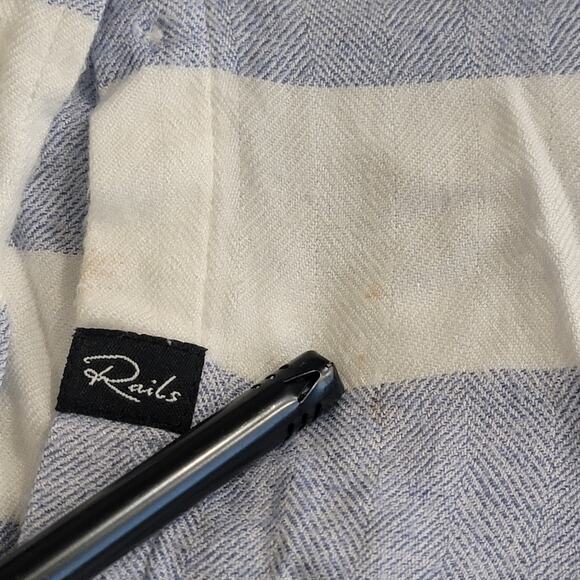 Rails Striped Button Collar Cap Sleeve Beachy Coastal Nautical Fisherman Blue - Picture 14 of 14